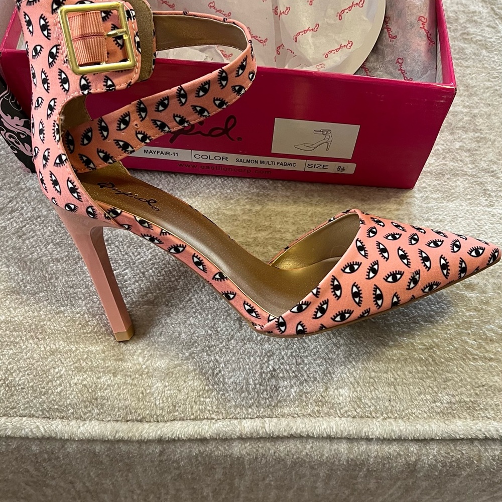 Unique Eye-Print Pink Heels